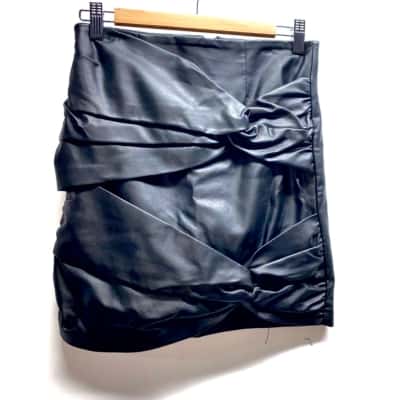 Guess Women's High Waisted Black Leather Mini Skirt 