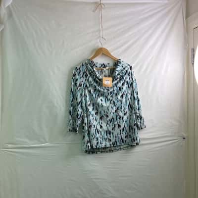 Noni B Womens  Size 12 3/4 Sleeve Shirt Black / Blue / White BNWT