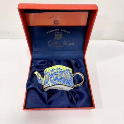Charlotte di Vita Hand Painted Miniature Teapot Iris Design Numbered Edition Boxed