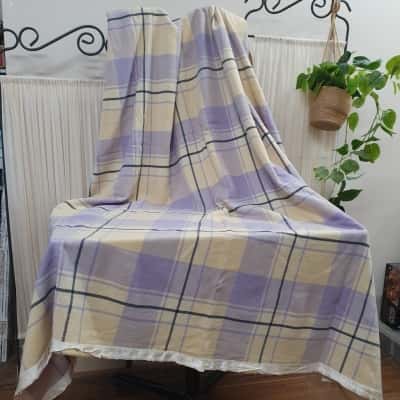 Vintage Onkaparinga Checked Wool Blanket Single Bed 