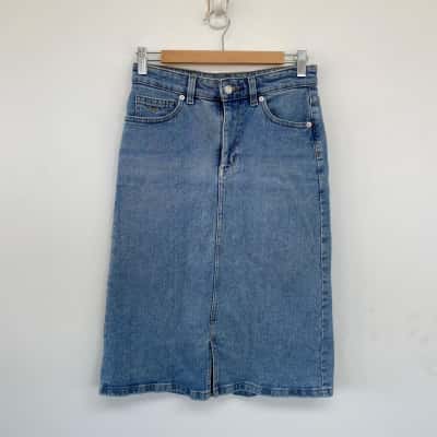 R.M. Williams Blue Denim Knee Length Skirt  Size 8 