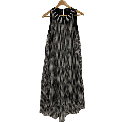 David Lawrence Women’s 100% Silk Size 8 Maxi Dress Beige / Black  