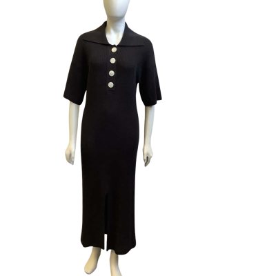 Country Road Womens  Size M Shirt Collar Knit Dress Black 