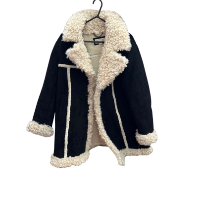  Michael Kors Womens Size XL Swing Coat w Faux Fur Collar, Cuffs and Piping