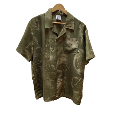 Hot Tuna Mens  Size L Short Sleeve Shirt Khaki / Pattern 