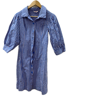 Gorman Womens  Size 6 Short Sleeve Dress  Blue / Checked / White 