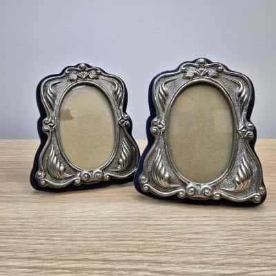 Pair of Vintage Dakin Terragraphics Silver Plated Photo Frames