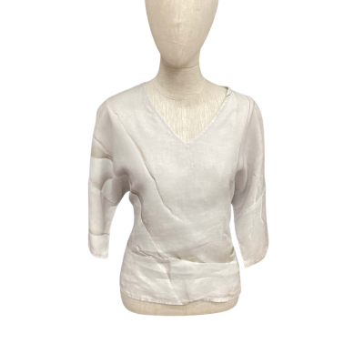 Elements CLEMENTE -  Womens  Size M European Linen 3/4 Sleeve Shirt Grey / Pattern 