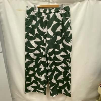 Sussan Women's 100% Cotton Pants Size 16 Green / White RRP$100