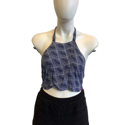 BNWT Tigerlily Women's Size 8 Halter Neck Top Blue Pattern 