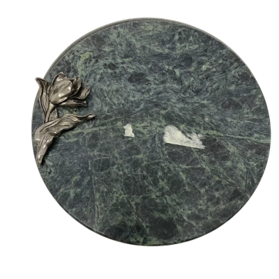 Green Marble Cheeseboard with Metal Flower