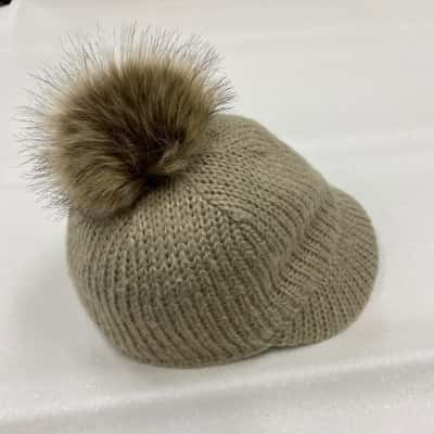 Brand New - Morgan & Taylor - Womens Knit Cap With Faux Fur Pom-Pom Size (Approx. 54-55cm) - Camel (RRP $79.95)