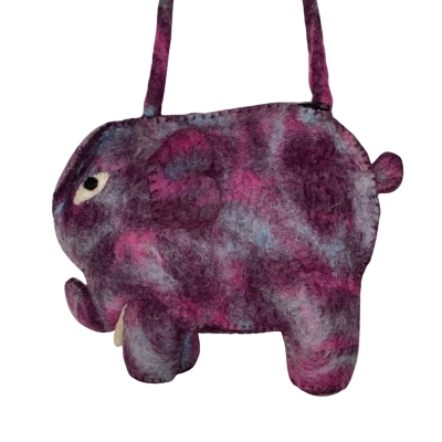 Purple Felted Elephant Bag By Tree Child Made In Nepal