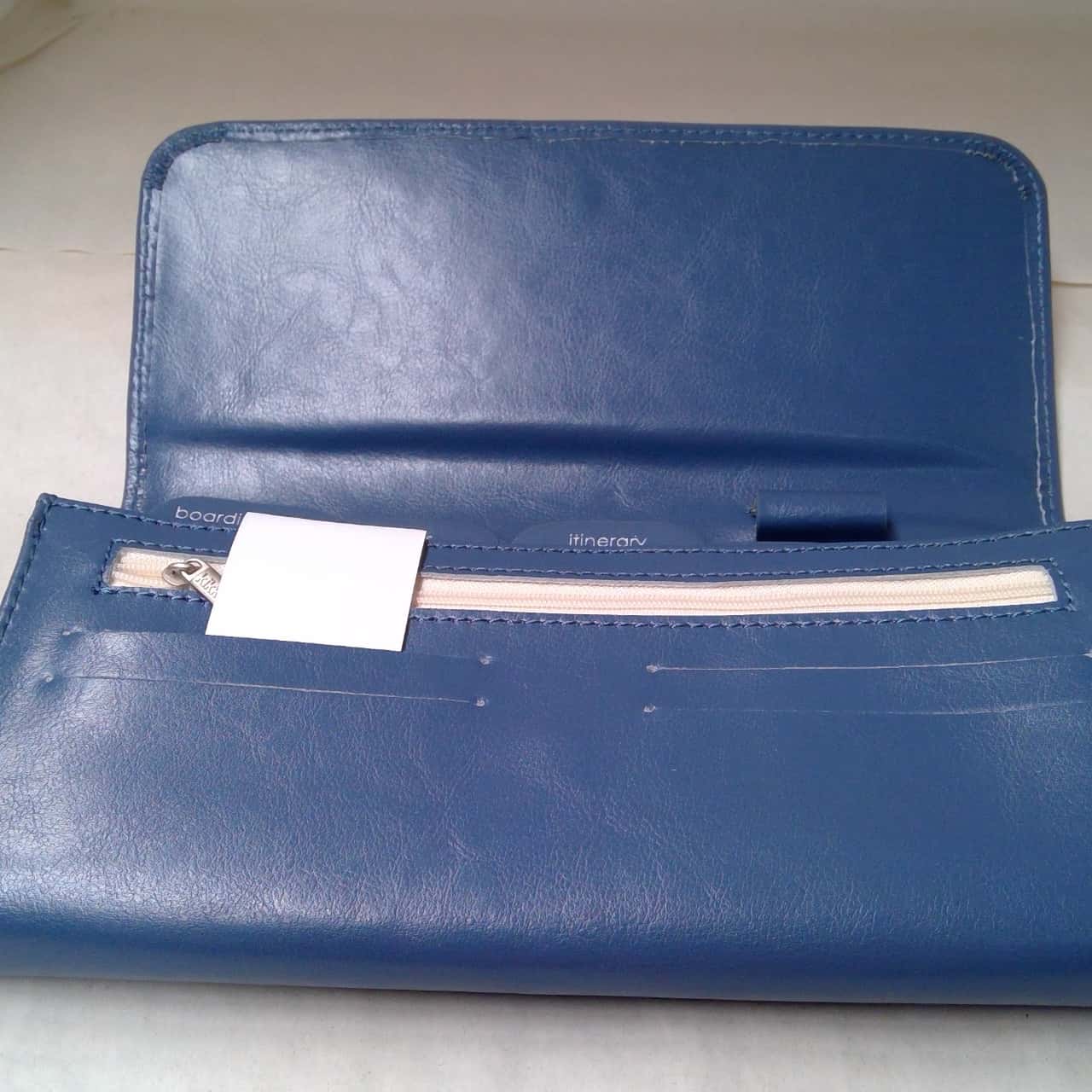 BNWT Kikki.K Women's Travel Document Leather Wallet Petrol Blue