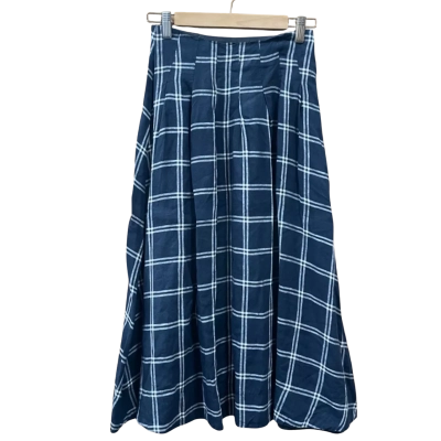 Veronika Maine Blue Linen Midi Skirt Size 6