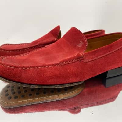 Tod's Mens  Size 10 Red Suede Loafers Shoes
