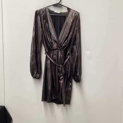 Sheike Womens  Size 12 Dark grey metalic long sleeve dress