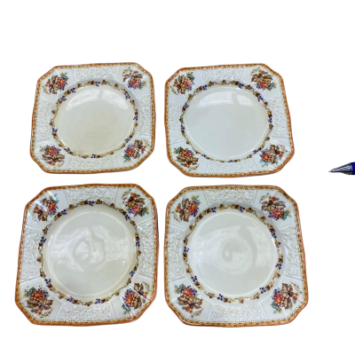 Vintage Myott Staffordshire Plates with Floral Design 