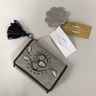 Brand New - Spencer & Rutherford - Womens Genuine Leather Trifold Wallet - Grey