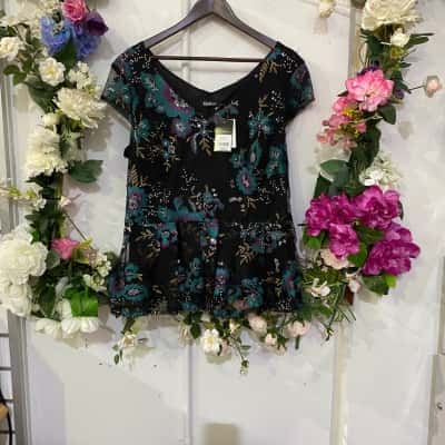  Womens  Size 16 Blouse Black  / Floral 