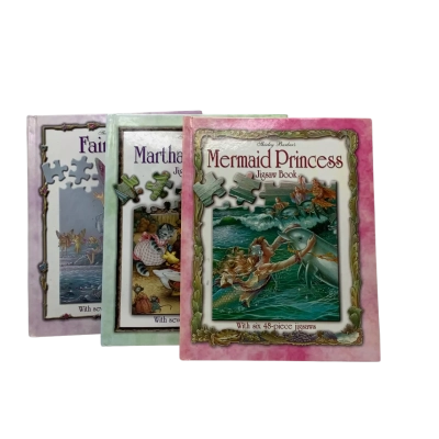 3 Shirley Barber’s Jigsaw books, “Martha B Rabbit”, “Mermaid Princess” and “Fairytale” 1 book incomplete see description 