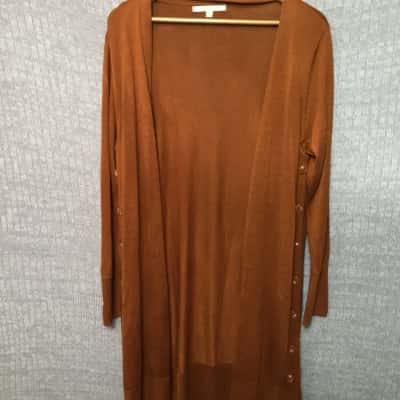 Noni B Womens  Size XL Button-down Longline Cardigan Brown / Burnt Orange 