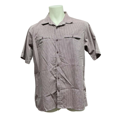 Kathmandu Mens Size XL Short Sleeve Shirt Gingham / Maroon / White 