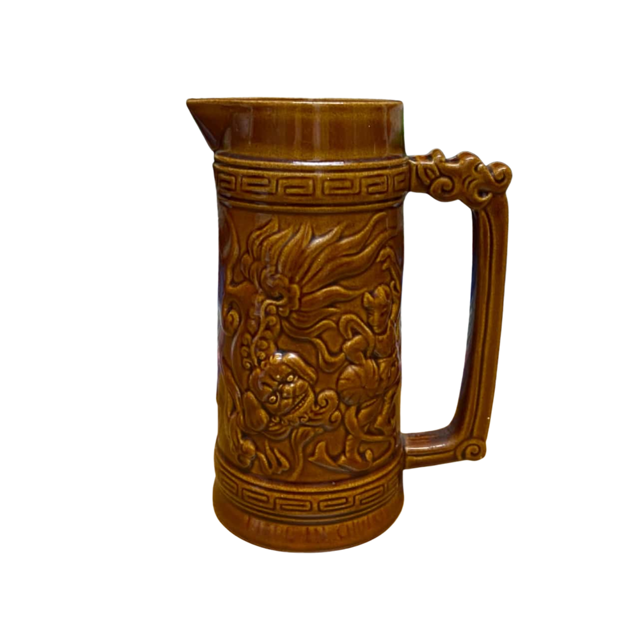 Glazed Brown Ceramic Pitcher/Jug