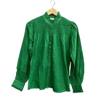 Part Two Womens  Size 34 Button Up Top Green 