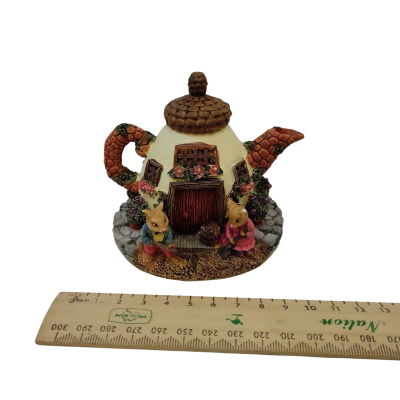 Resin Cottage Teapot Ornament 