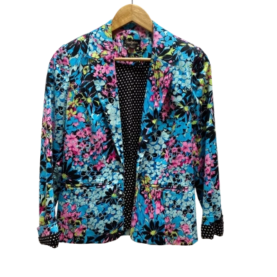  Blue Juice Womens Blue Pattern Jacket Size 8 