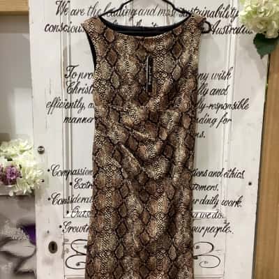 Joseph Ribkoff NWT RRP $275 Womens Size 12 Bodycon Dress Animal print / Brown 