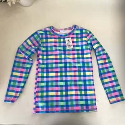 Milky Kids Colourful Picnic Check Long SLeeve Suntop Size 7 
