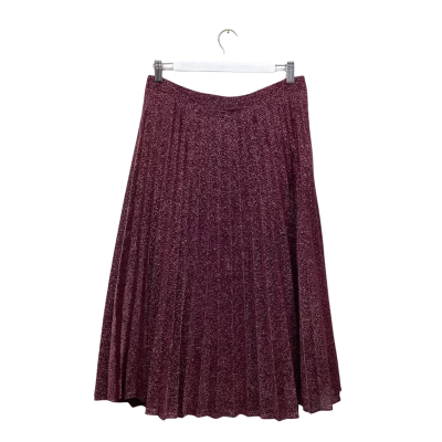 Alannah Hill Pink Metallic Pleated Midi Skirt Size 12