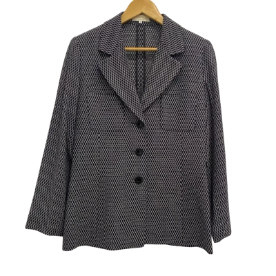  NINA RICCI Womens Size 9 Blazer Black/White Pattern
