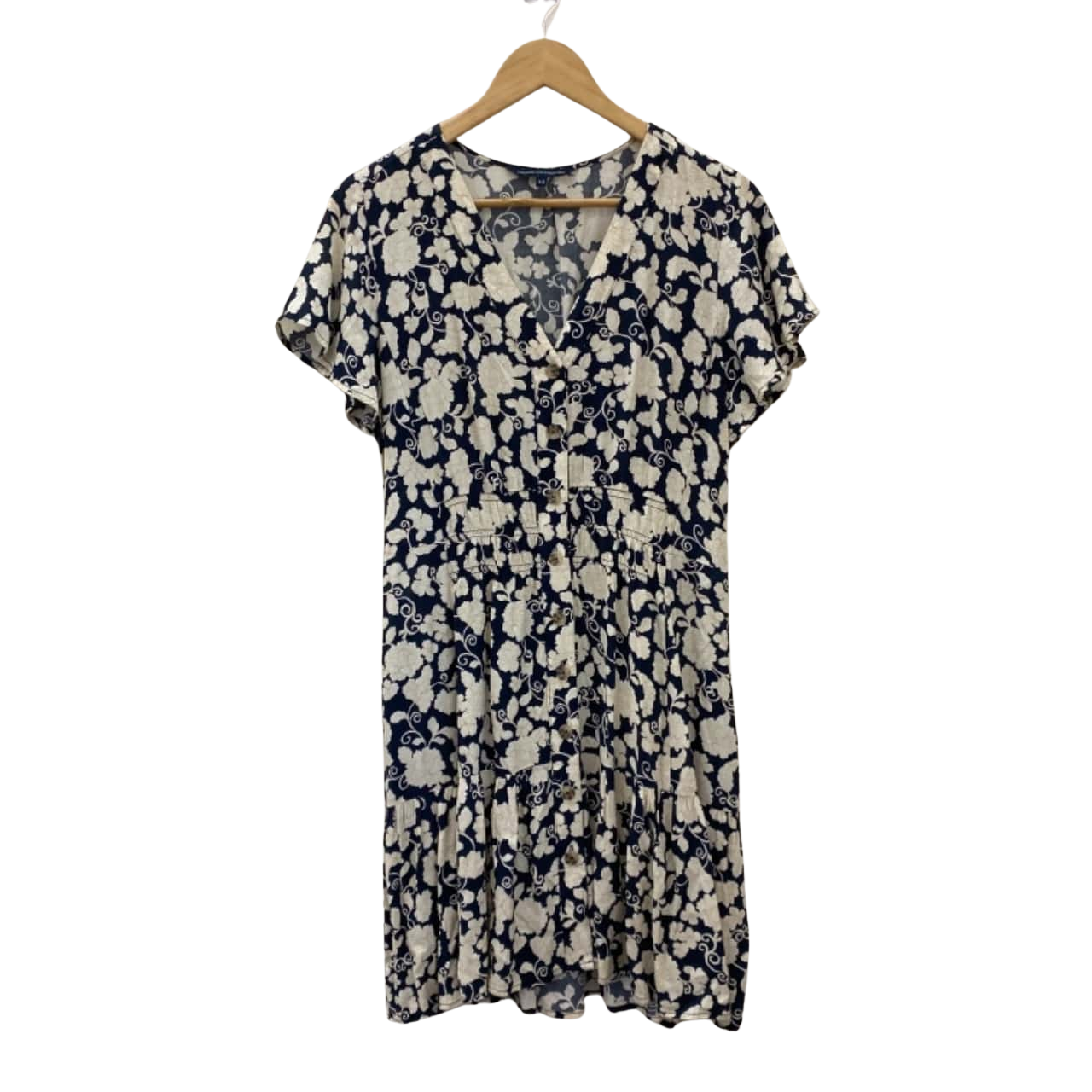 French Connection Womens Doria Peony Print Smock Minidress Blue Size Medium main image 1