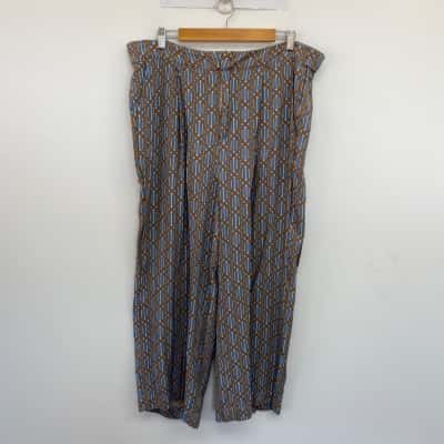Seed Heritage Blue Beige Print Pants  Size 14 