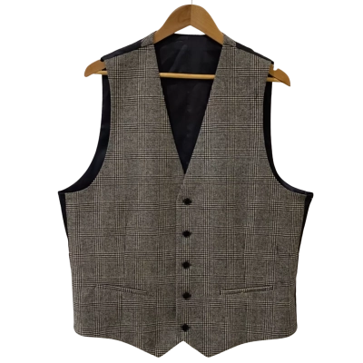Jack London Mens Size 58 Grey Check Waistcoat