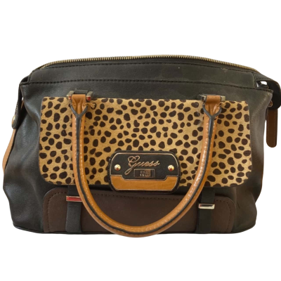 Guess Womens Handbag Animal print / Black  / Brown 