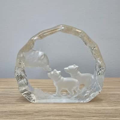 Dartington Crystal Bear & Cubs Paperweight 