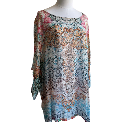 W.Lane Womens short sleeve sheer Shirt-  Size 10 Pattern 