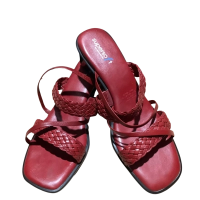 BNWT Diana Ferrari Womens Size 10.5 Ruby Red Slip On Sandals RRP$89.95 (CAB)