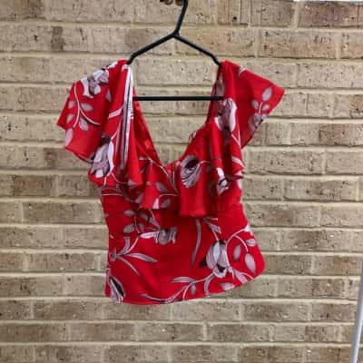 Sheike Womens Panama red floral top Size 10 