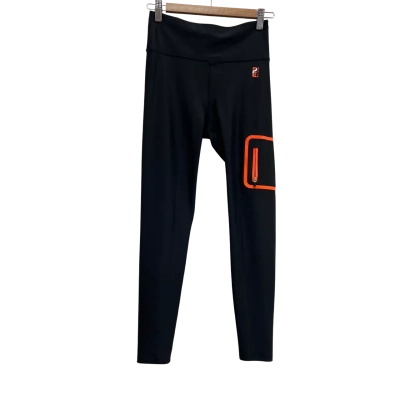 P.E Nation Womens Black & Orange-lined Pocket Pants Size M 