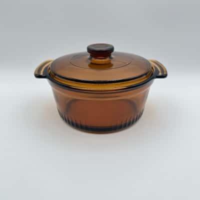 Anchor Hocking Fire King Amber Lidded Casserole Dish 1 QT