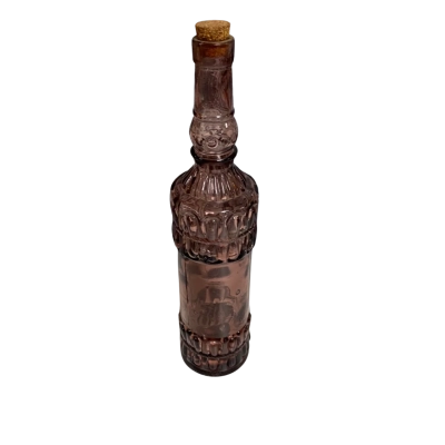 Quirky 34.5cm Corked Pink Blown Glass Bottle