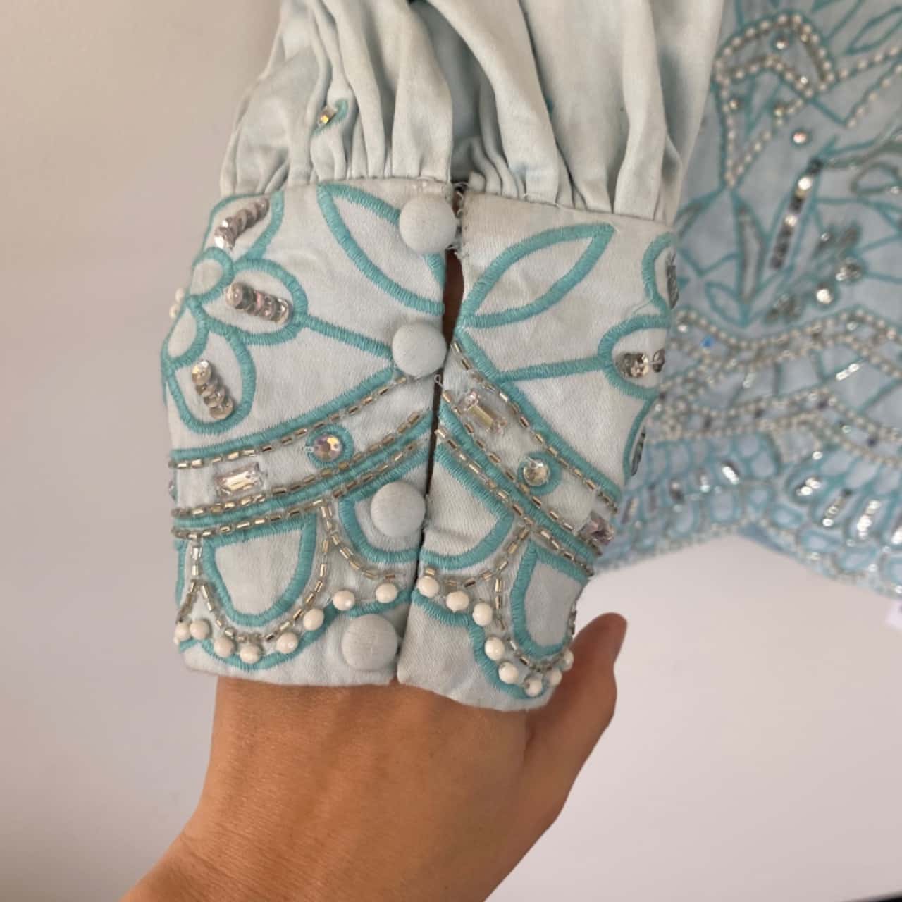 asos blue beaded dress ZAPAKA Women Dusty Blue Floral Long Wedding Guest Dress A Line Strapless Jacquard Formal Dress, Dusty Blue / US2