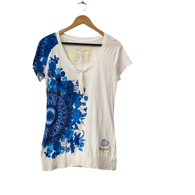Desigual Womens  Size 14 / 16 Floral Top Blue / Floral / White 