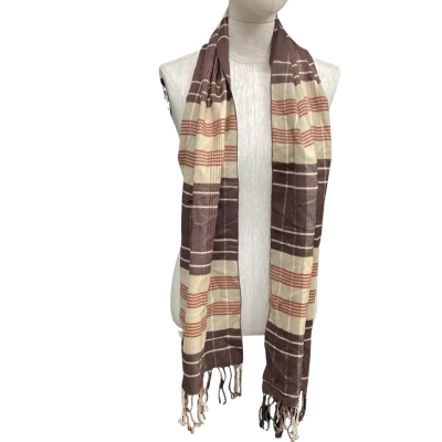 Kai Di Zhou Er Ya 100% Silk Scarf Brown 