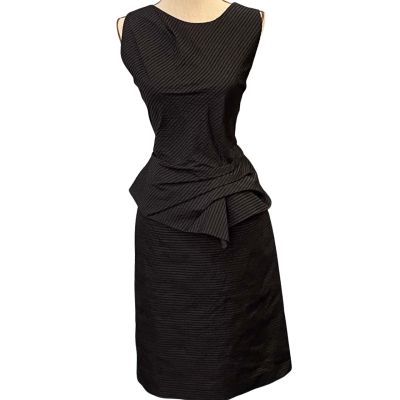 Carla Zampatti Womens Size 12 Bodycon/Midi/Sleeveless Dress Black/Striped